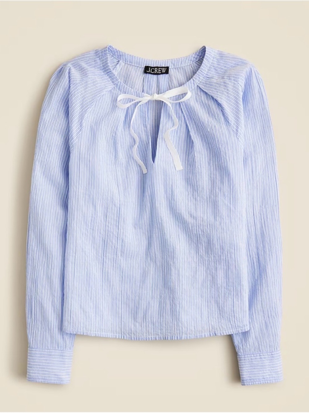 NWT J. Crew Tie-Necked Top in Striped Crinkle Cotton